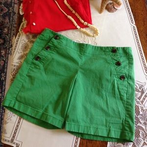 J. Crew green 5 inch sailor button shorts